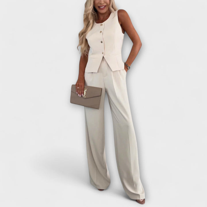 Christine | Schickes ärmelloses Top und Hosen Ensemble