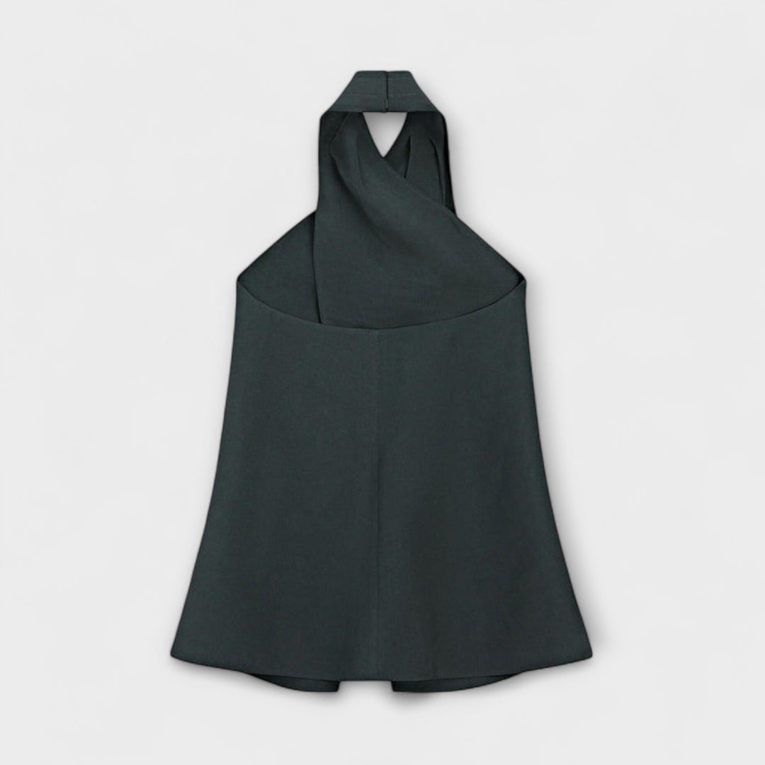 Hanna | Blauer Halter Neck Top mit Rückenausschnitt