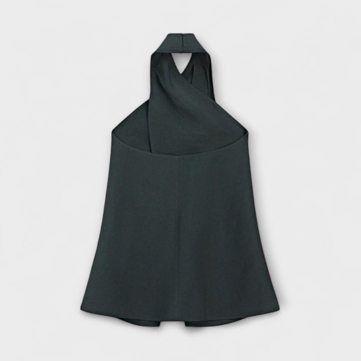 Hanna | Blauer Halter Neck Top mit Rückenausschnitt