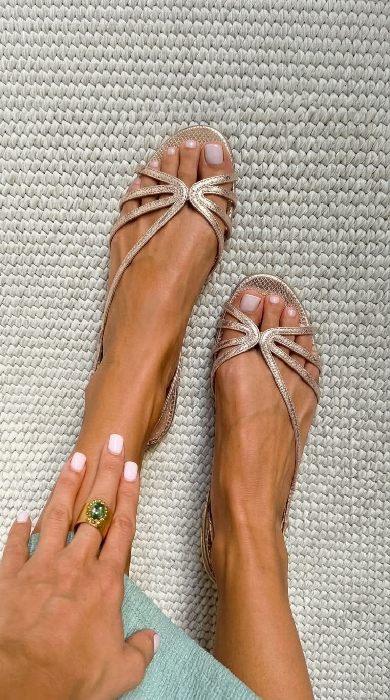 Carmen | Goldene Sandalen mit feinen Riemchen