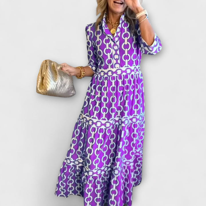 Eva | Midi-Kleid mit Kettenmuster