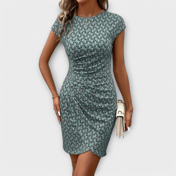 Imke | Kurzärmeliges Tulpenkleid mit Allover-Druck