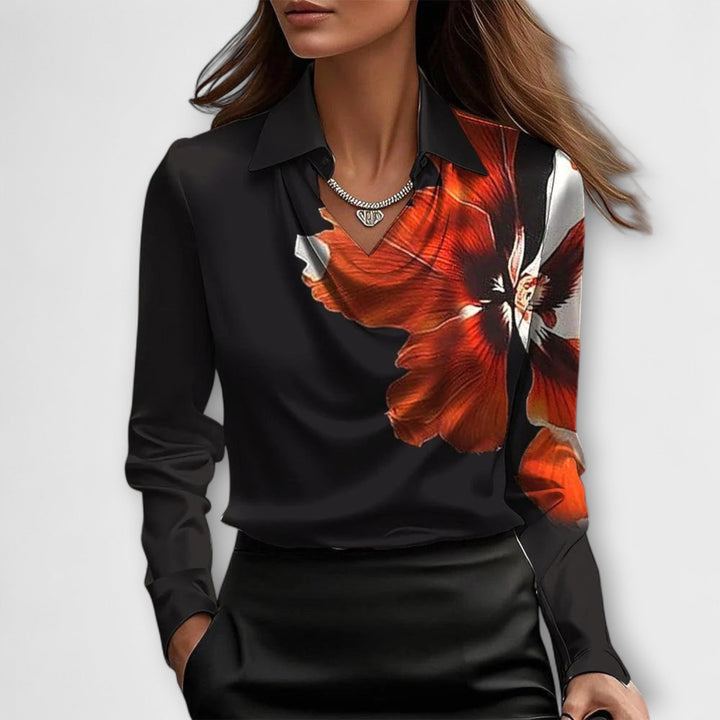 Bianca | Glänzende Bluse mit gerafftem Kragen