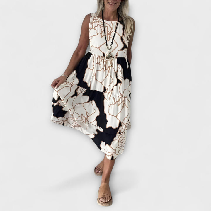Selma | Geblümtes Midi-Kleid mit Stufenrock