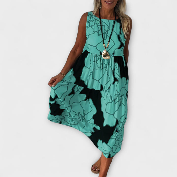 Selma | Geblümtes Midi-Kleid mit Stufenrock