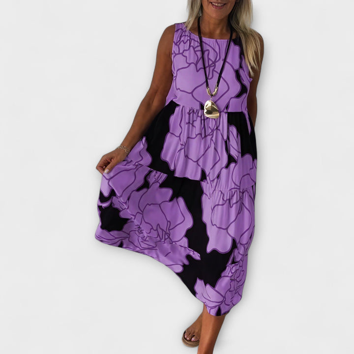 Selma | Geblümtes Midi-Kleid mit Stufenrock
