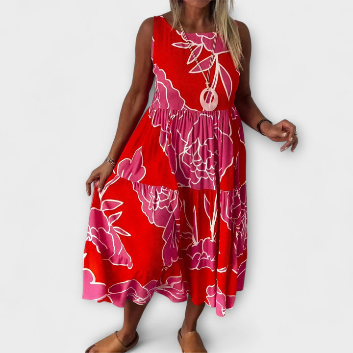 Selma | Geblümtes Midi-Kleid mit Stufenrock
