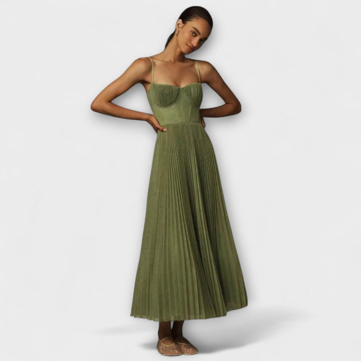 Margaretha | Faltenrock Midikleid aus Tüll mit Bustier-Design