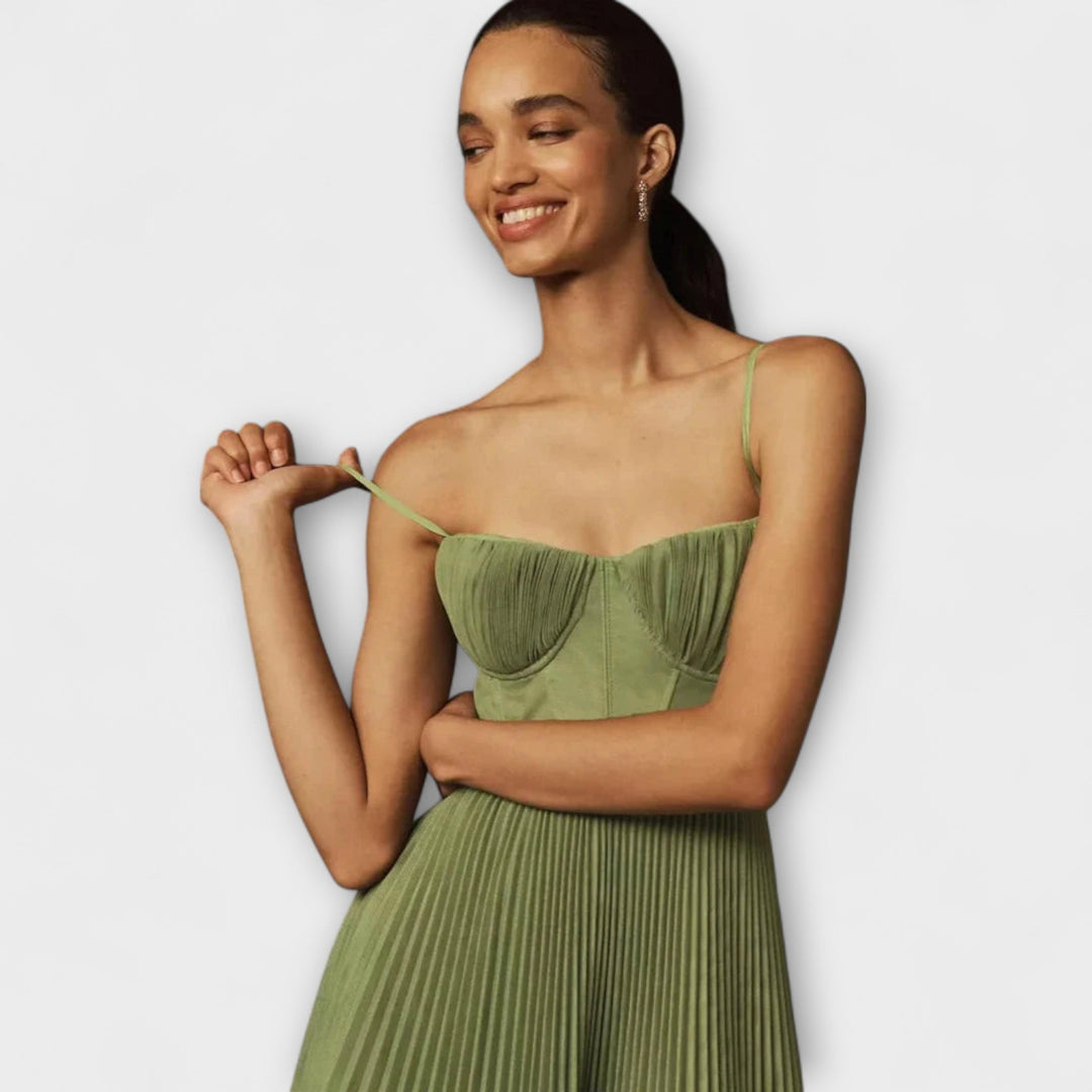 Margaretha | Faltenrock Midikleid aus Tüll mit Bustier-Design