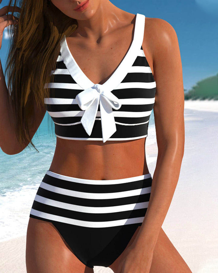 Margaretha | Gestreifter Bikini mit hoher Taille