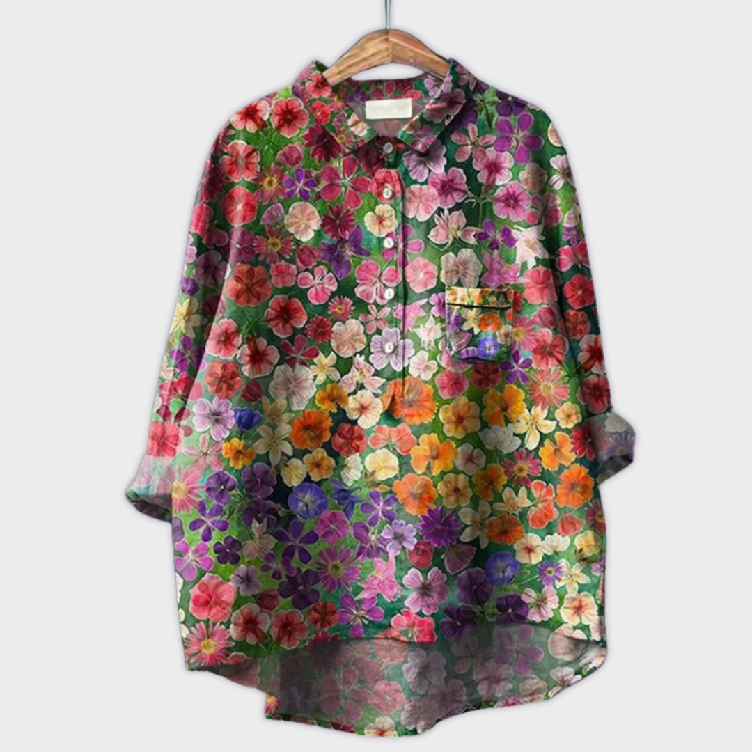 Sabrina | Handgemachte Damenbluse mit floralem Design
