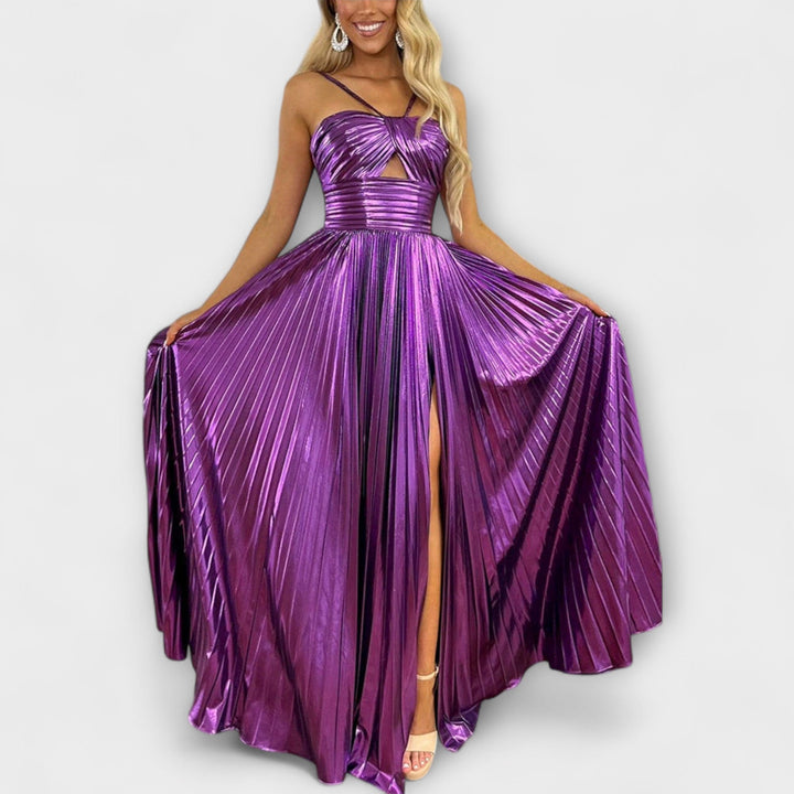 Anja | Maxikleid mit Metallic-Stoff