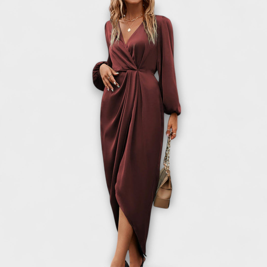 Dorothea | Fluide Schokoladen-Wickelkleid