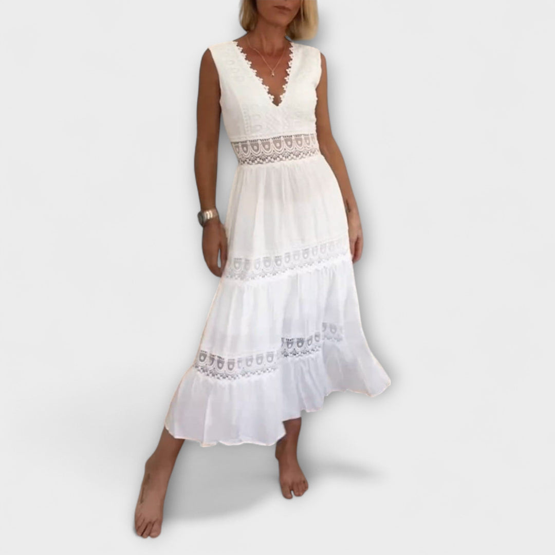 Alma | Elegantes V-Ausschnitt Spitzenkleid