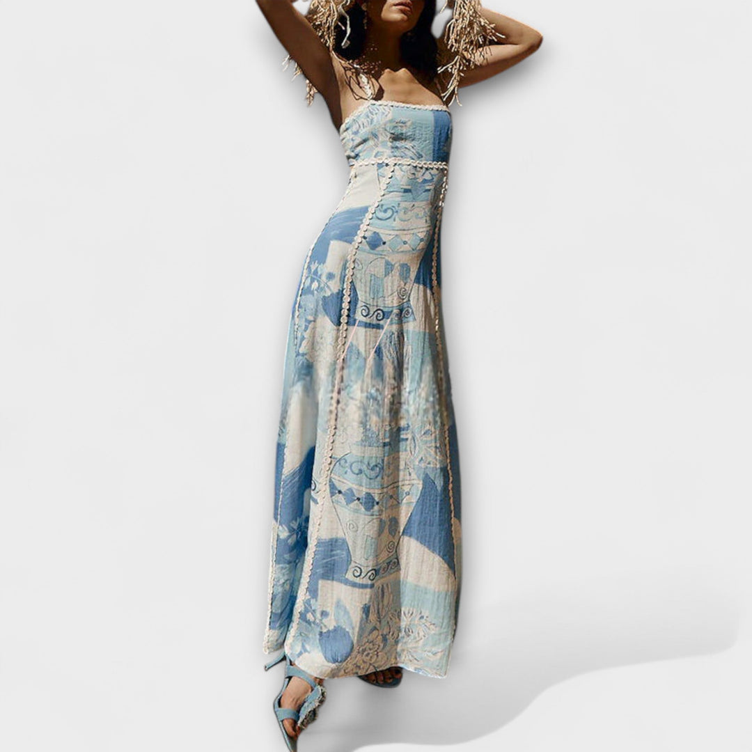 Ernestine | ausgestelltes Leinen-Maxikleid mit Trägern