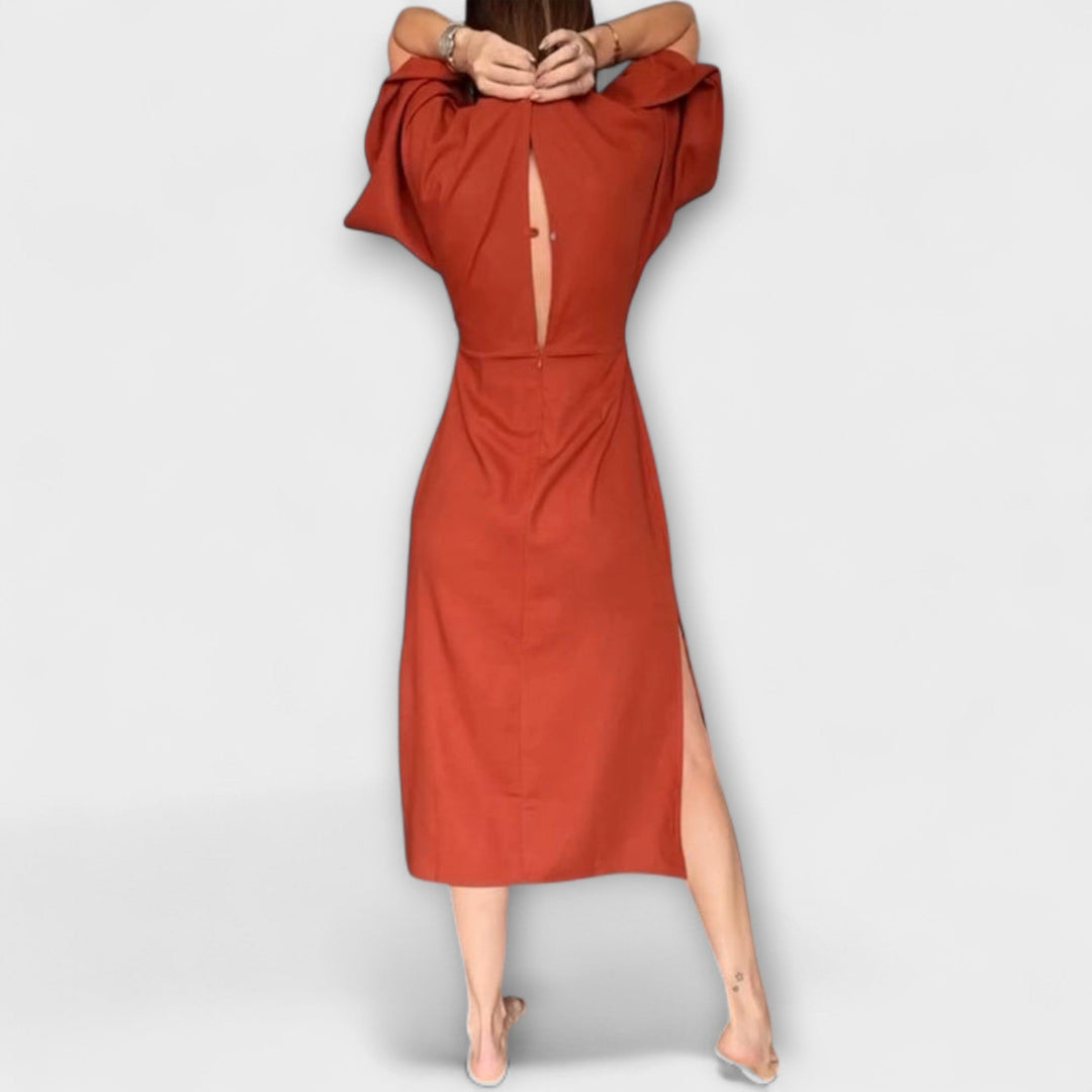 Ilse | Lässiges Kleid mit V-Ausschnitt und Krawatte