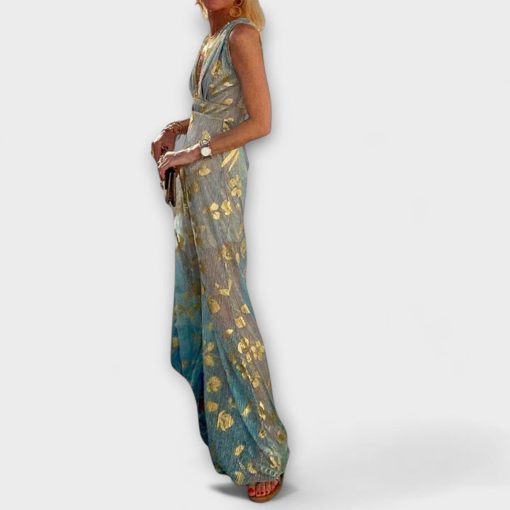 Margaretha | Fließendes Kleid mit V-Ausschnitt und Pailletten-Details