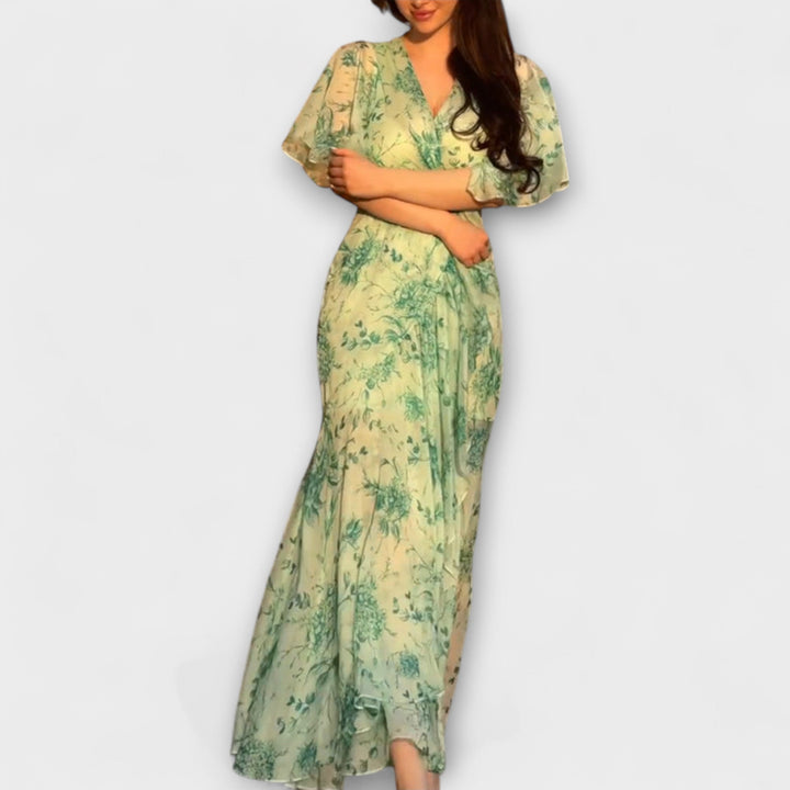 Friedl | Schickes floral V-Ausschnitt Kleid