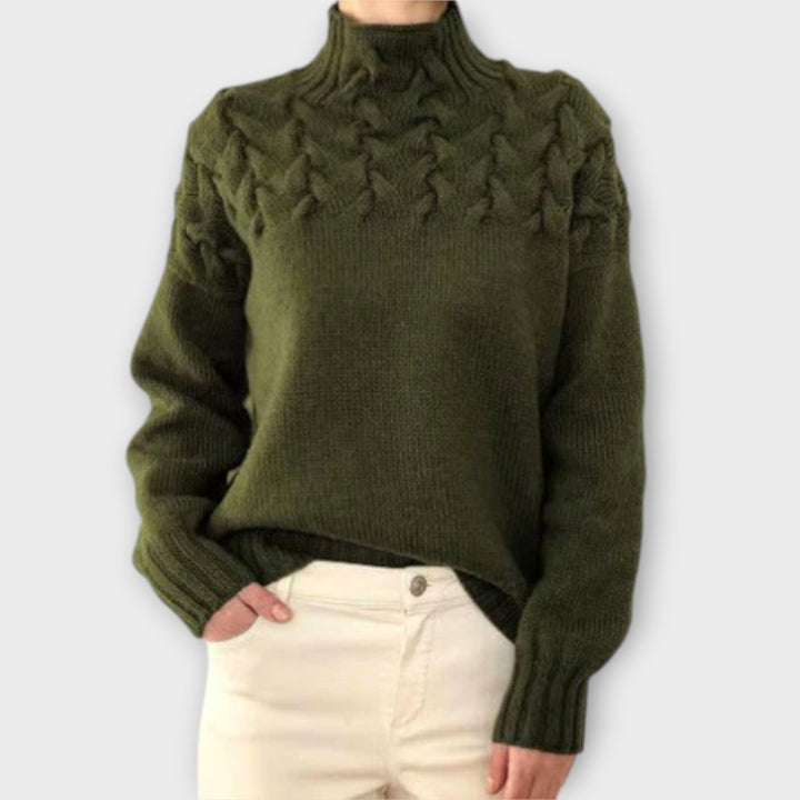 Antonia | Damenpullover mit Zopfstrick-Detail