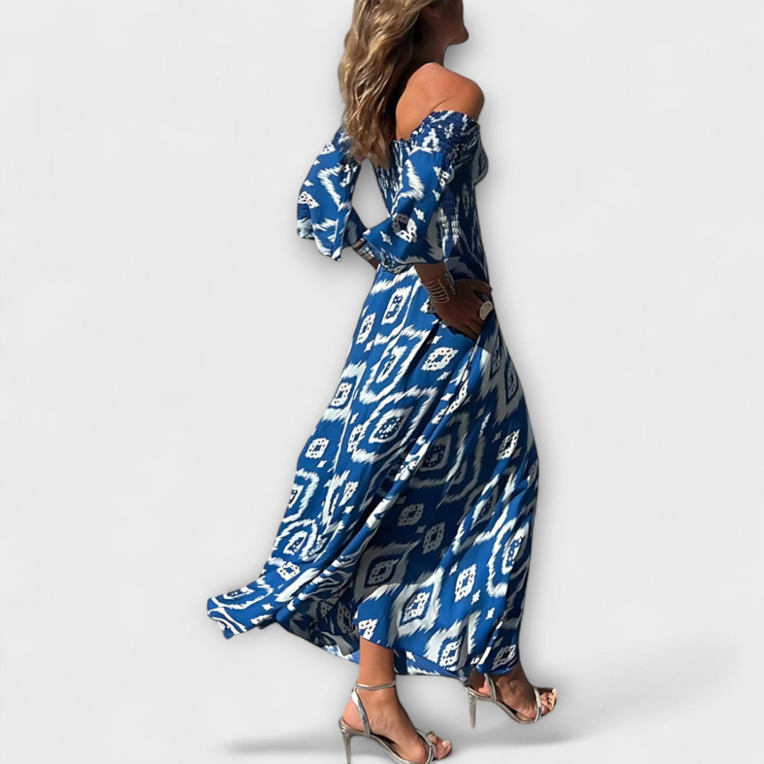 Mareike | schulterfrei Kleid mit Meeresblumen
