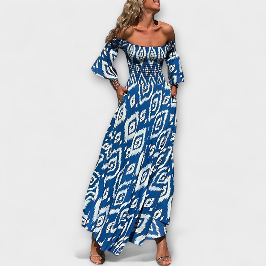 Mareike | schulterfrei Kleid mit Meeresblumen