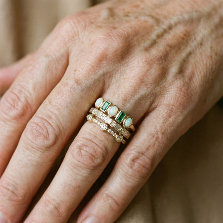 Elena | Vintage-Ringe mit Weißem und Grünen Opal