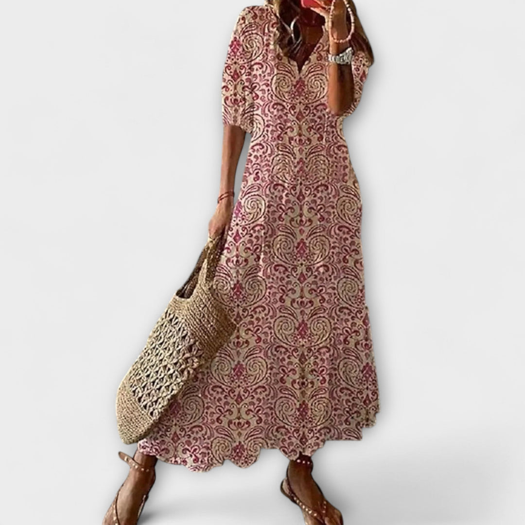 Irene | Damen Bohemian Sommerkleid mit Fließender Silhouette