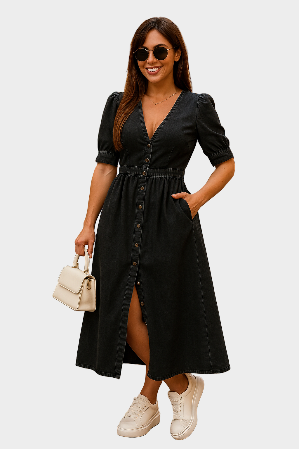 Anja | Jeans-Kleid mit Knöpfen