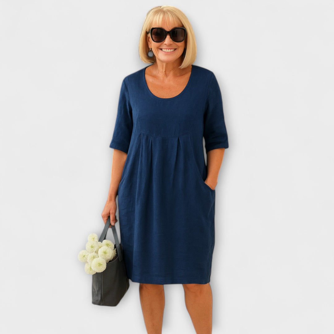 Therese | Lässiges Leinenkleid mit Taschen