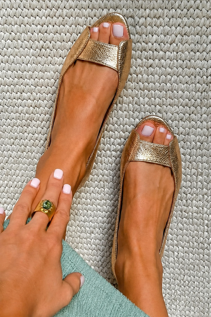 Luisa | Goldene Komfortsandalen