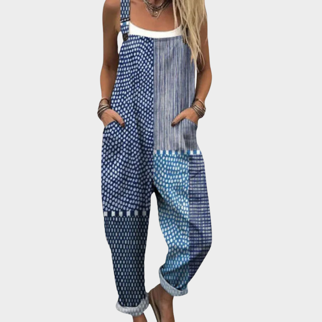 Gesine | Blaues Patchwork grafisch schlank