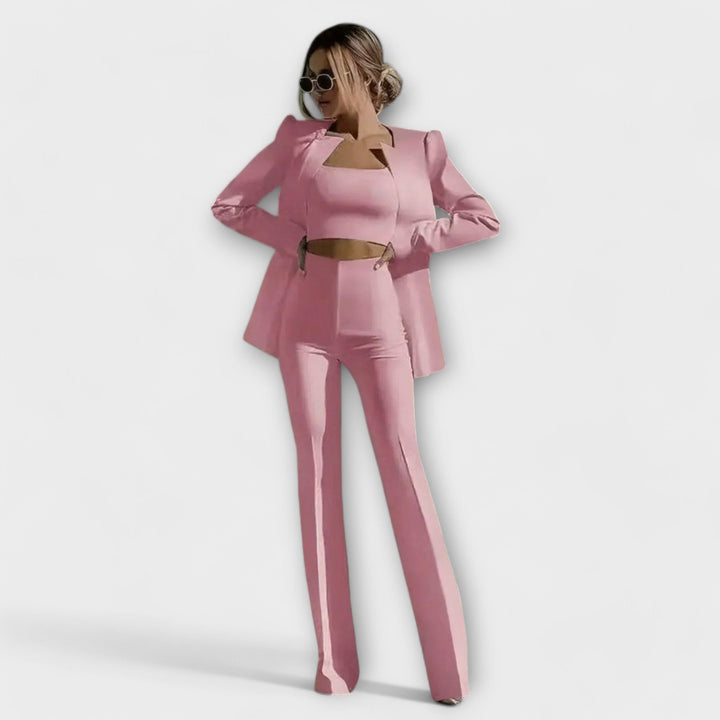 Simone | Stilvolles 3-teiliges Set (Blazer, Oberteil, Hose)
