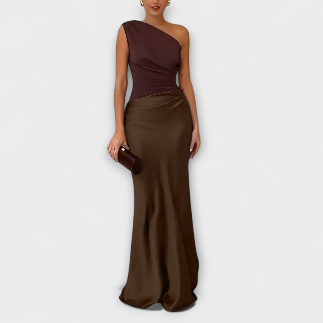 Lara | Elegantes Ein-Schulter Falten Maxikleid