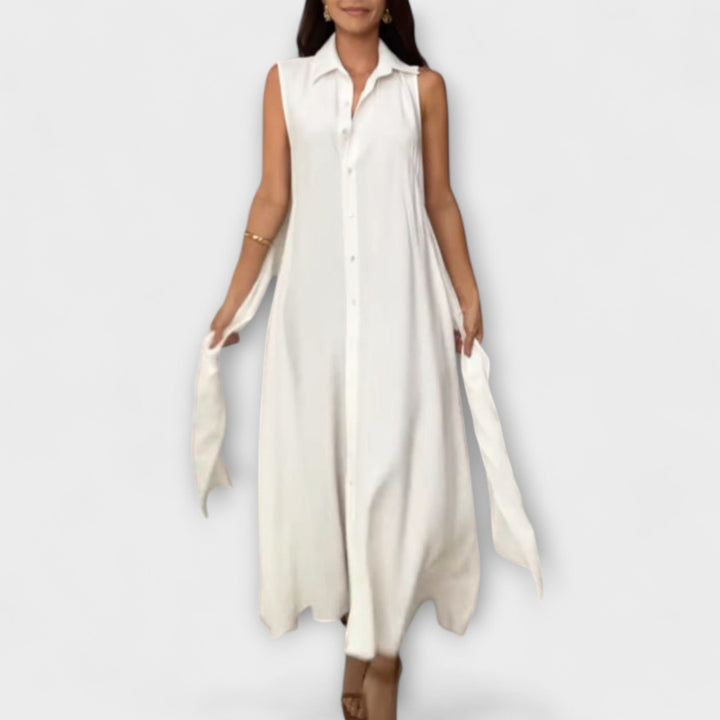 Dagmar | Auffälliges, einreihiges Midi-Kleid mit Bindedetail