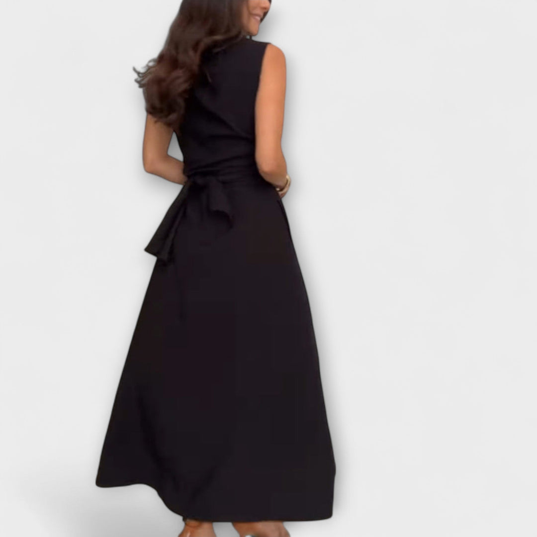 Dagmar | Auffälliges, einreihiges Midi-Kleid mit Bindedetail