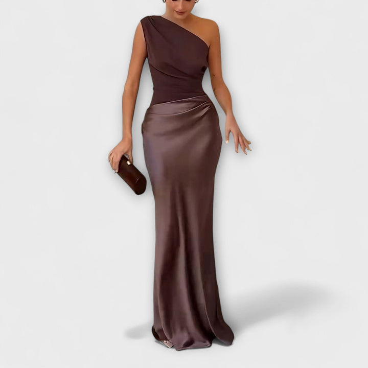 Lara | Elegantes Ein-Schulter Falten Maxikleid