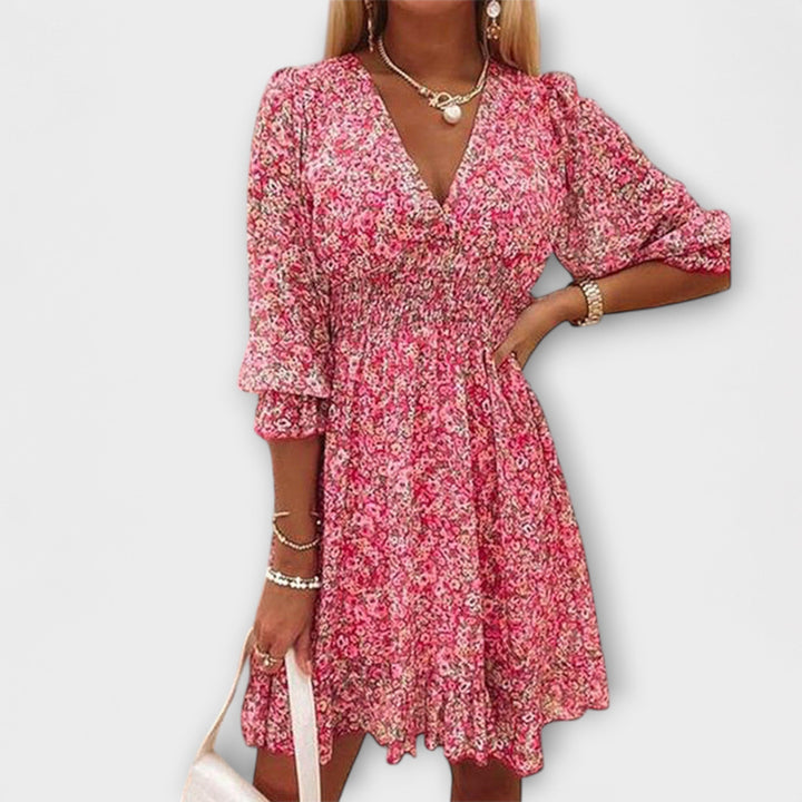 Minna | Blumiges Puffärmelkleid für Damen