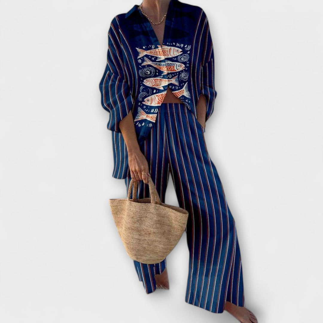 Elise | Set mit Koi-Muster in Blau