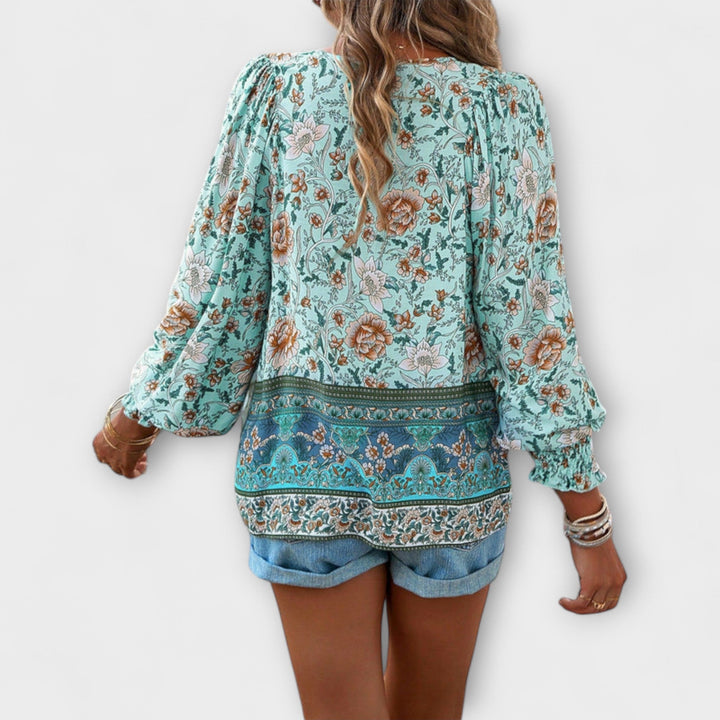 Gerlinde | Bohemian V-Ausschnitt Top mit Bindefront