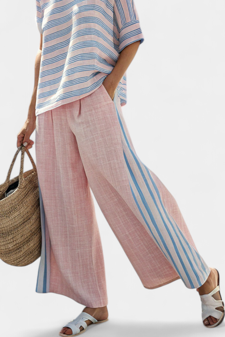 Pia | Set aus Bambus-Leinen in Rosa