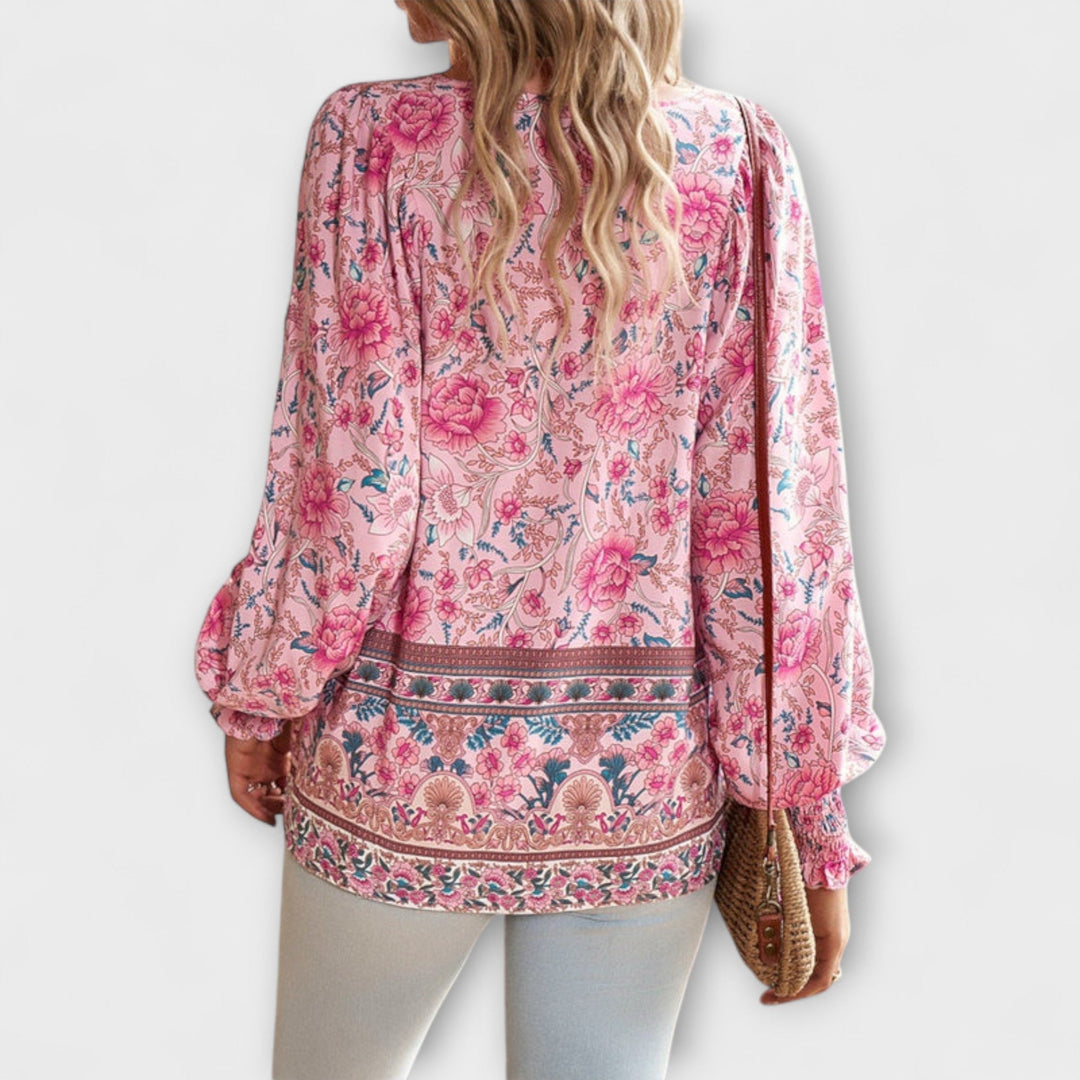 Gerlinde | Bohemian V-Ausschnitt Top mit Bindefront