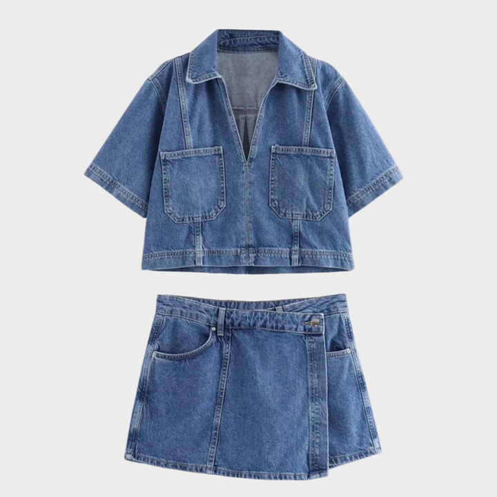 Dorothea | Jeans-Set mit V-Ausschnitt