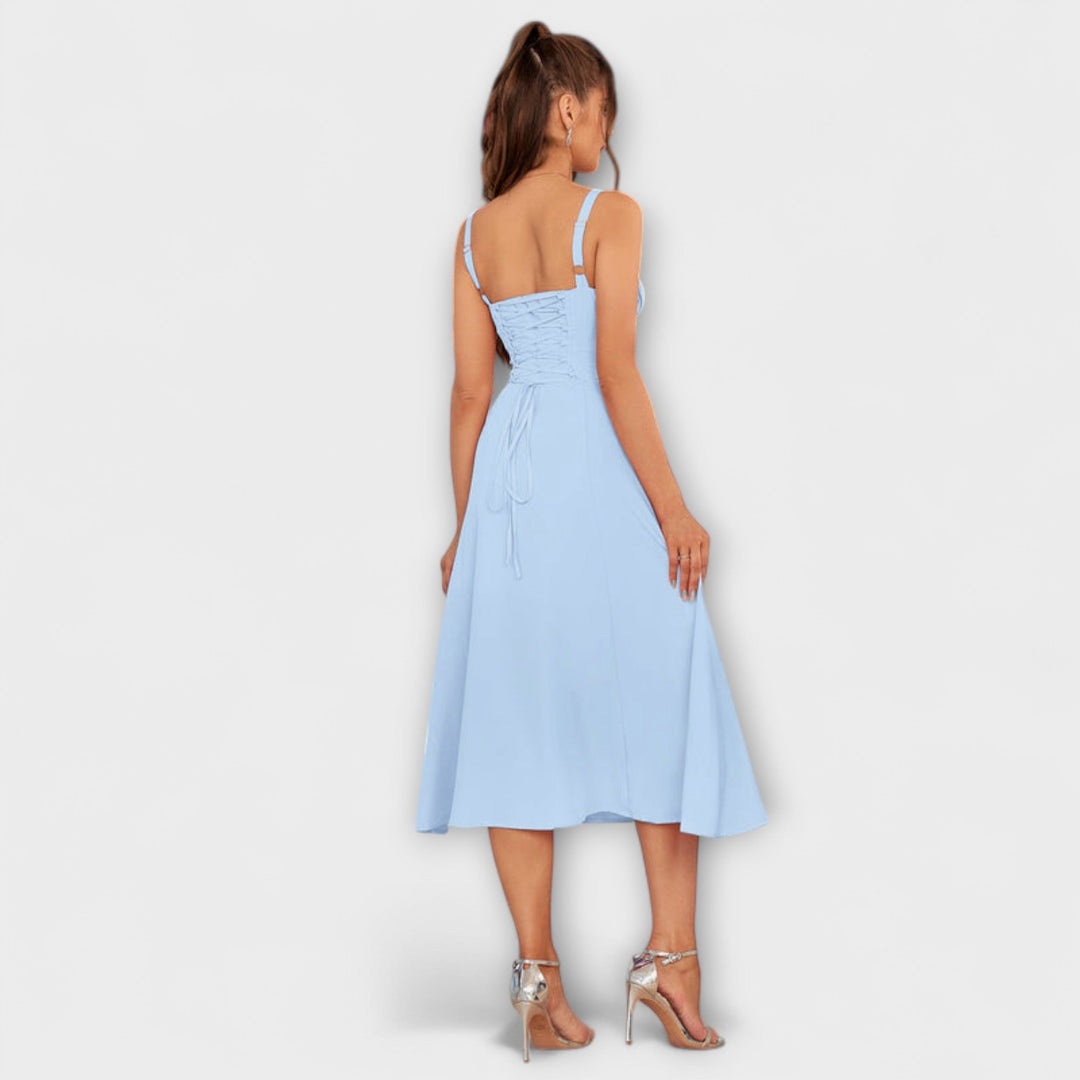 Katrin | Rüschentop Kleid mit Schlitzdetail