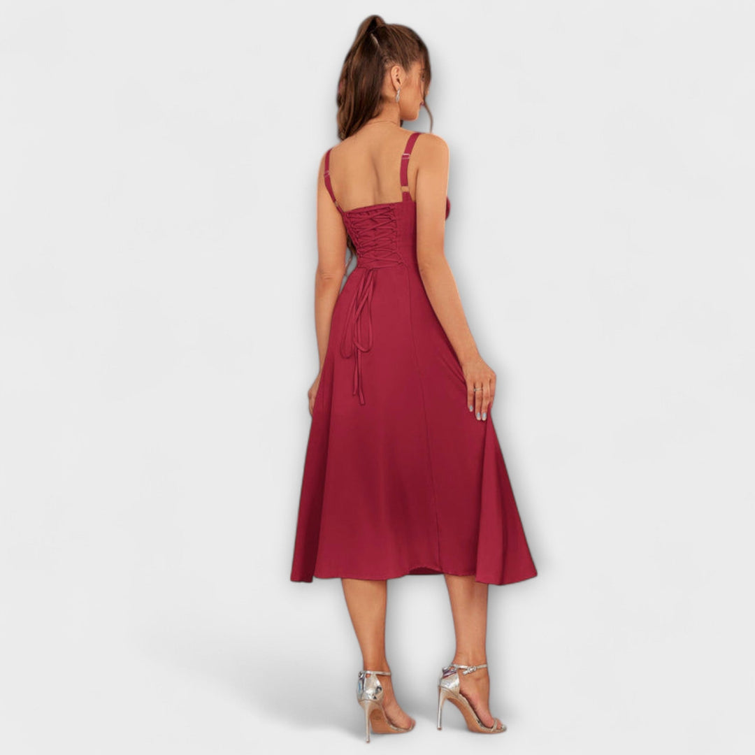 Katrin | Rüschentop Kleid mit Schlitzdetail