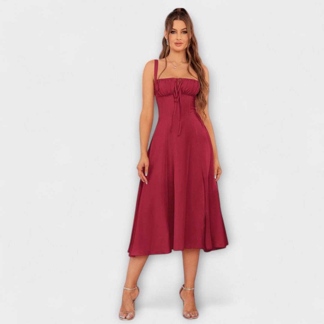 Katrin | Rüschentop Kleid mit Schlitzdetail