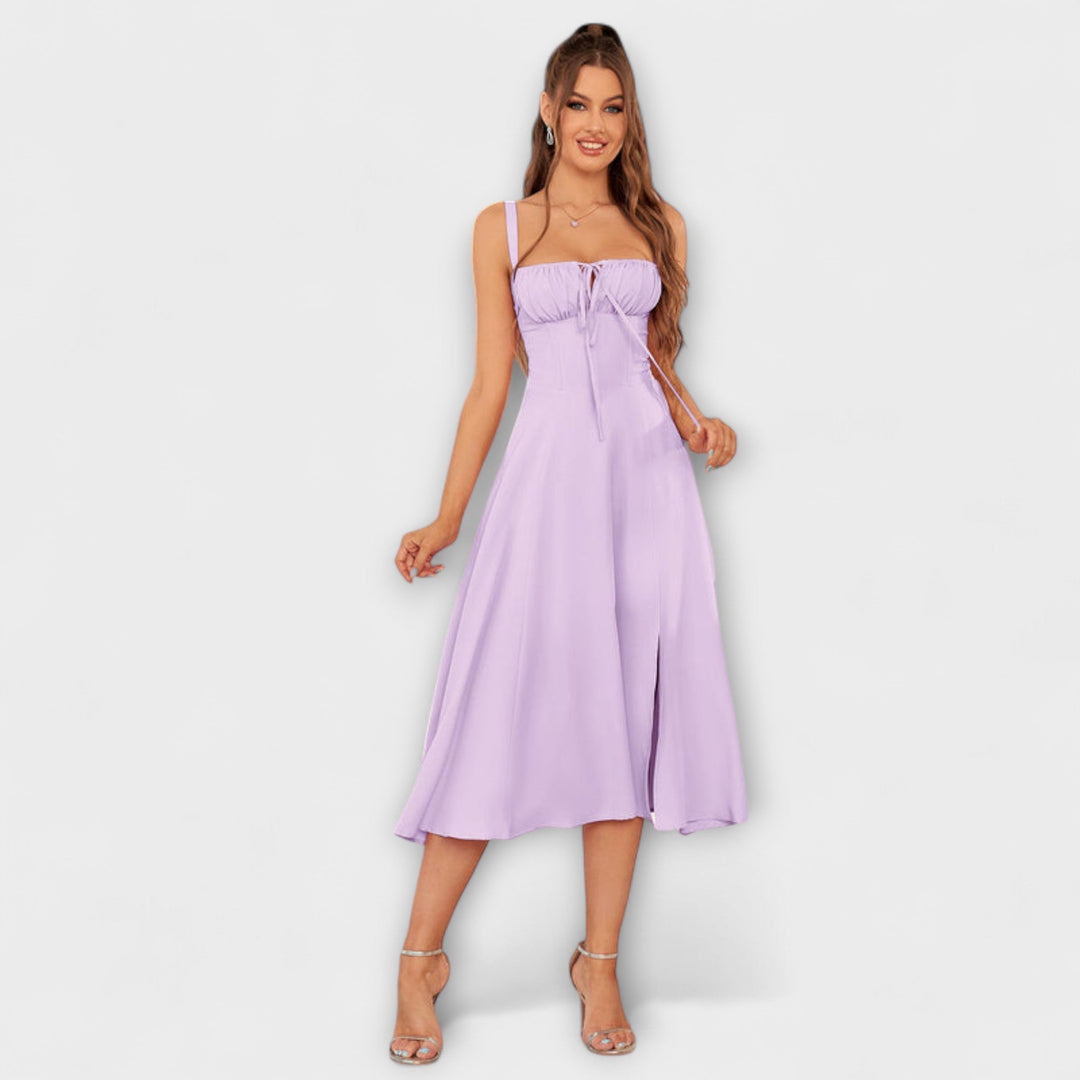 Katrin | Rüschentop Kleid mit Schlitzdetail