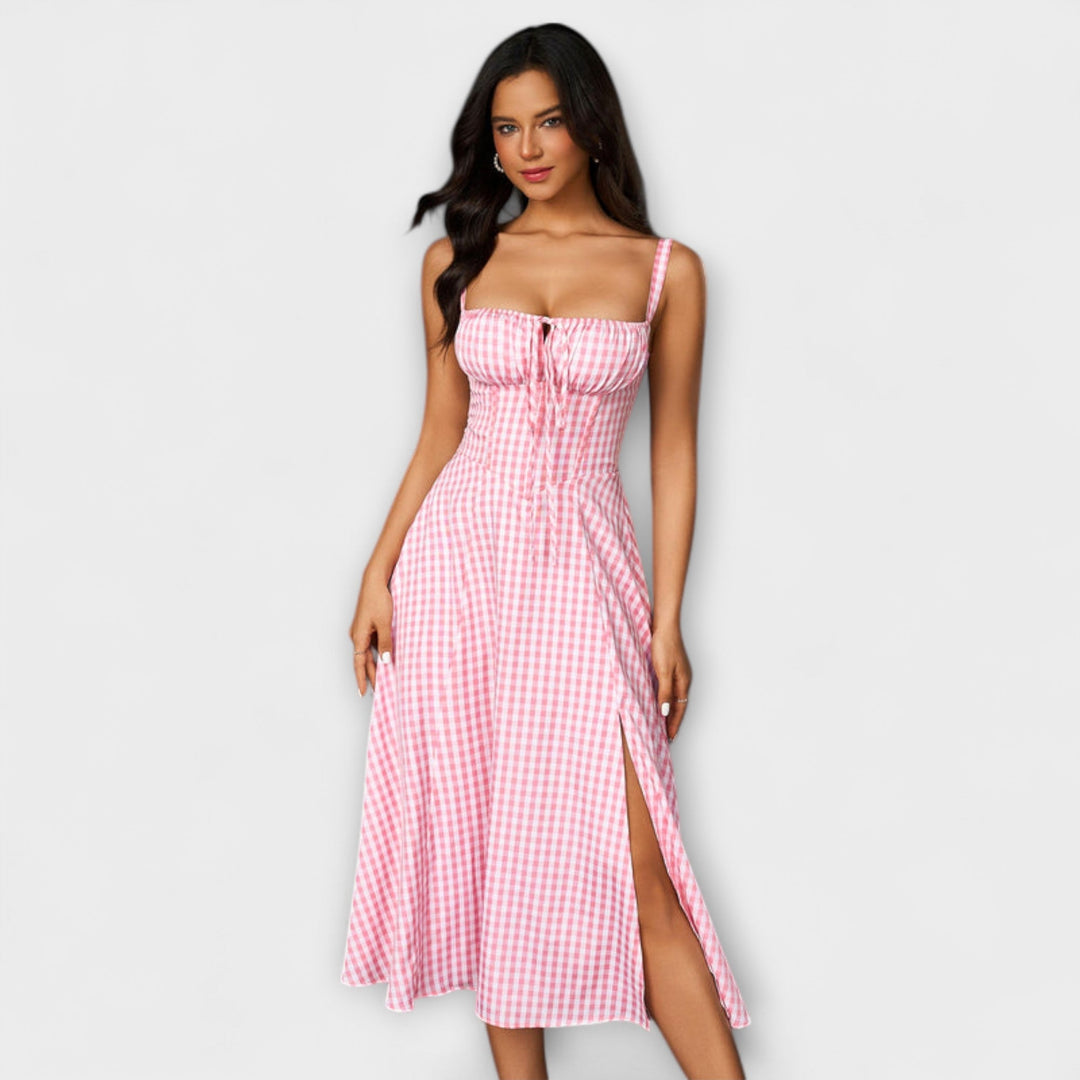Katrin | Rüschentop Kleid mit Schlitzdetail