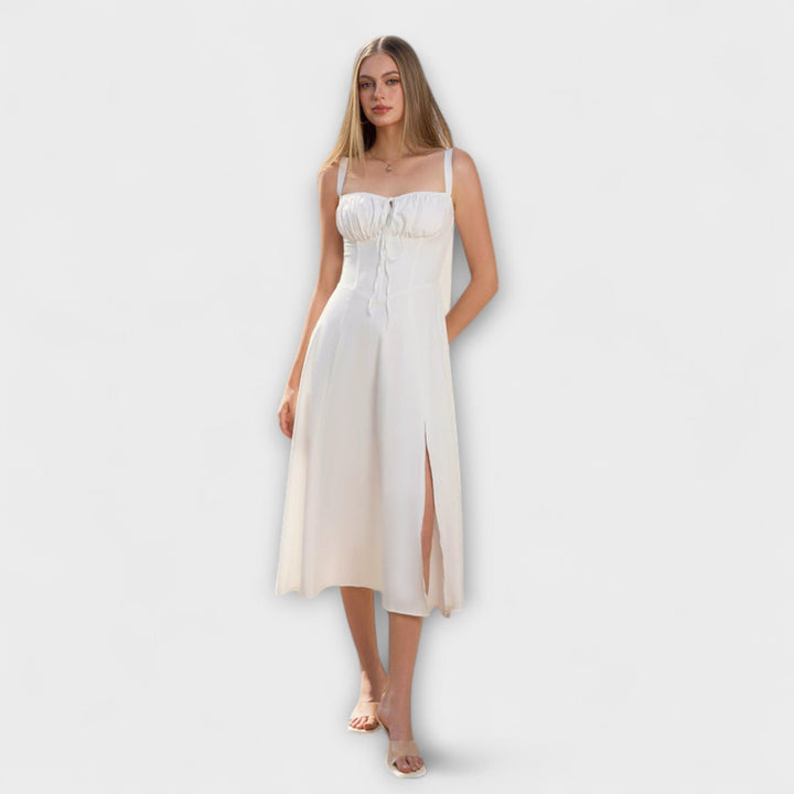 Katrin | Rüschentop Kleid mit Schlitzdetail