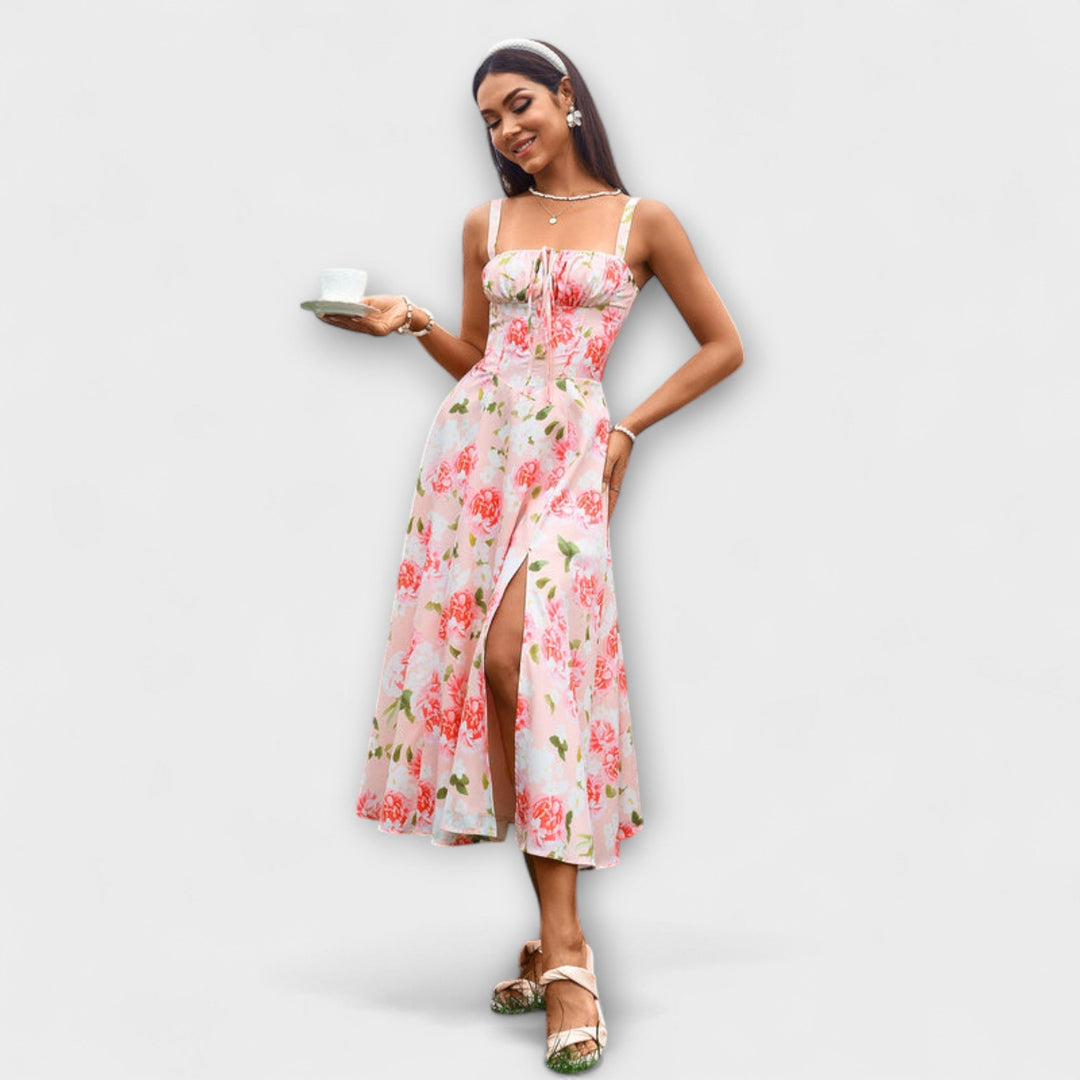 Katrin | Rüschentop Kleid mit Schlitzdetail