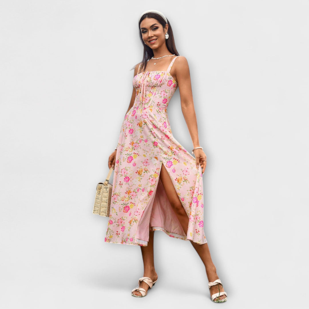 Katrin | Rüschentop Kleid mit Schlitzdetail